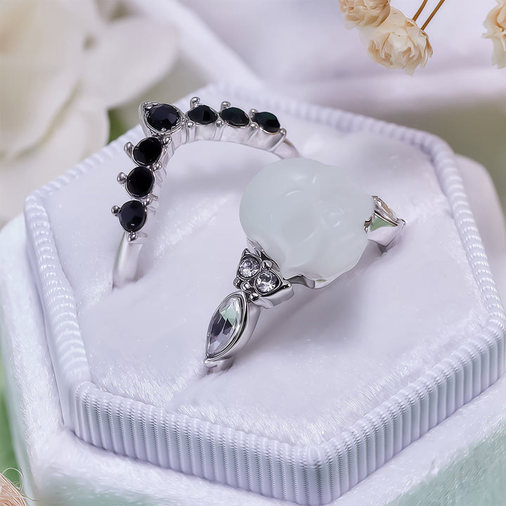 Olivenorma Gothic Resin skull and Moissanite Crown Ring Set - image 18