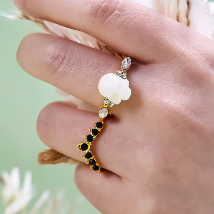 Olivenorma Gothic Resin skull and Moissanite Crown Ring Set - image 3