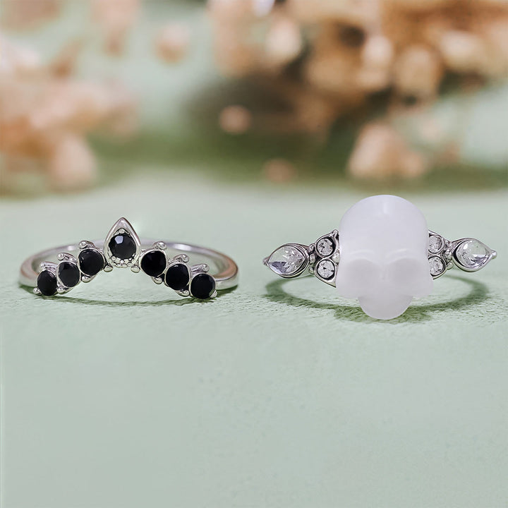 Olivenorma Gothic Resin skull and Moissanite Crown Ring Set - image 16