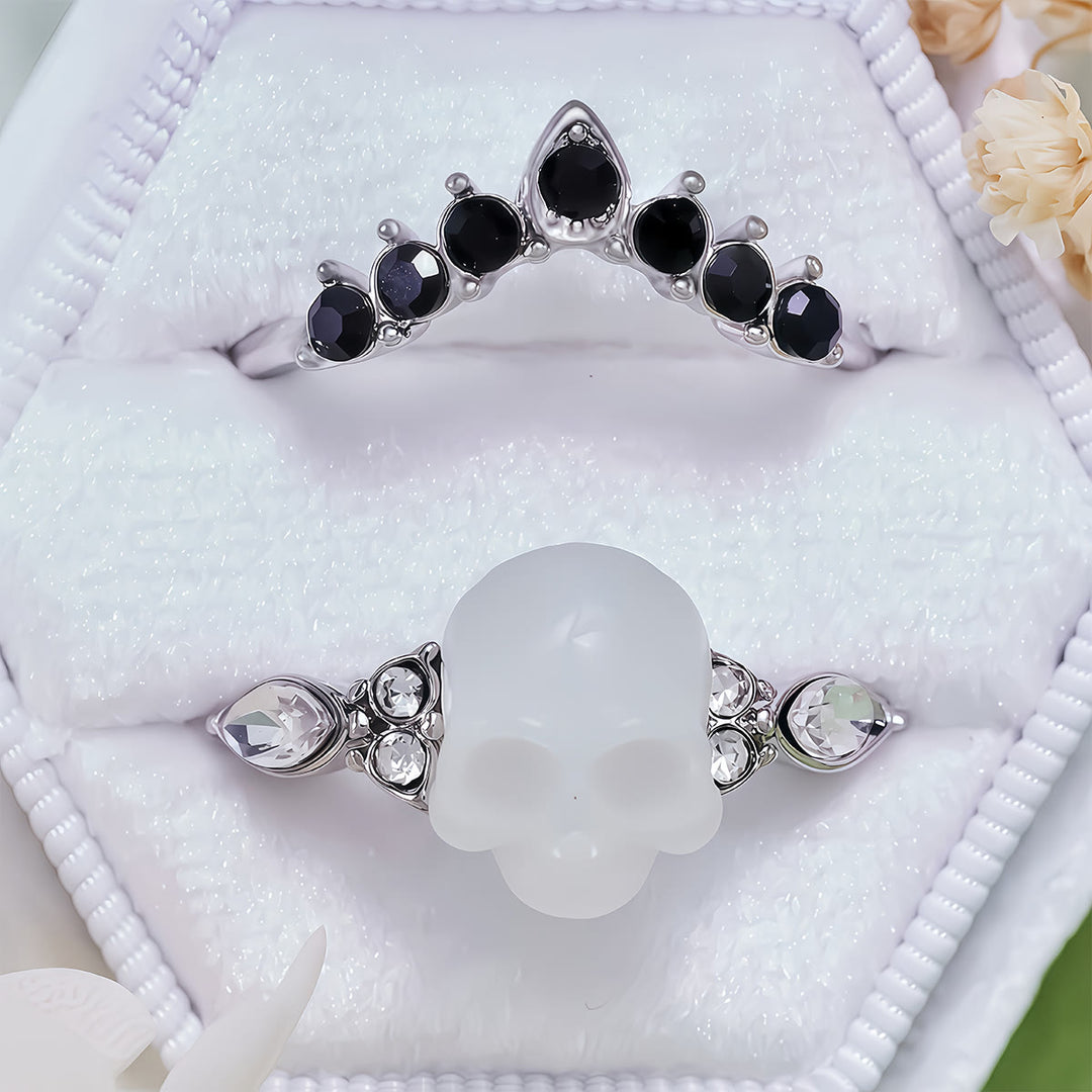 Olivenorma Gothic Resin skull and Moissanite Crown Ring Set - image 17