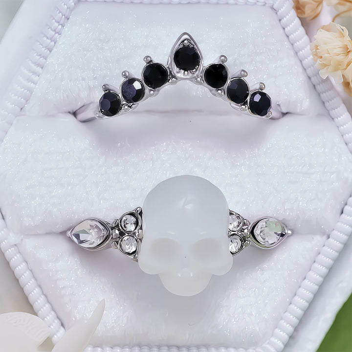 Olivenorma Gothic Resin skull and Moissanite Crown Ring Set - image 17