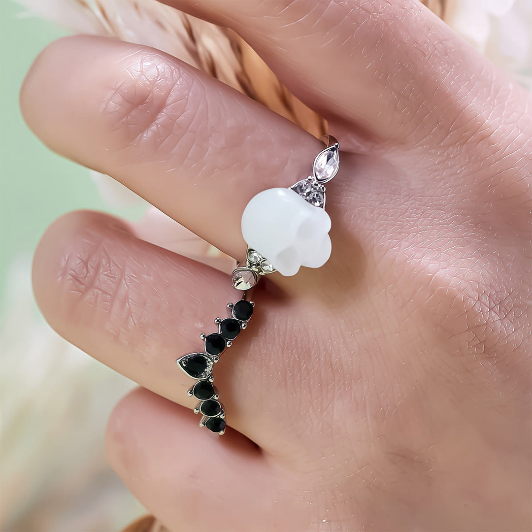 Olivenorma Gothic Resin skull and Moissanite Crown Ring Set - image 12