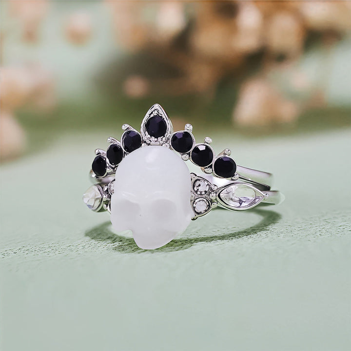 Olivenorma Gothic Resin skull and Moissanite Crown Ring Set - image 13