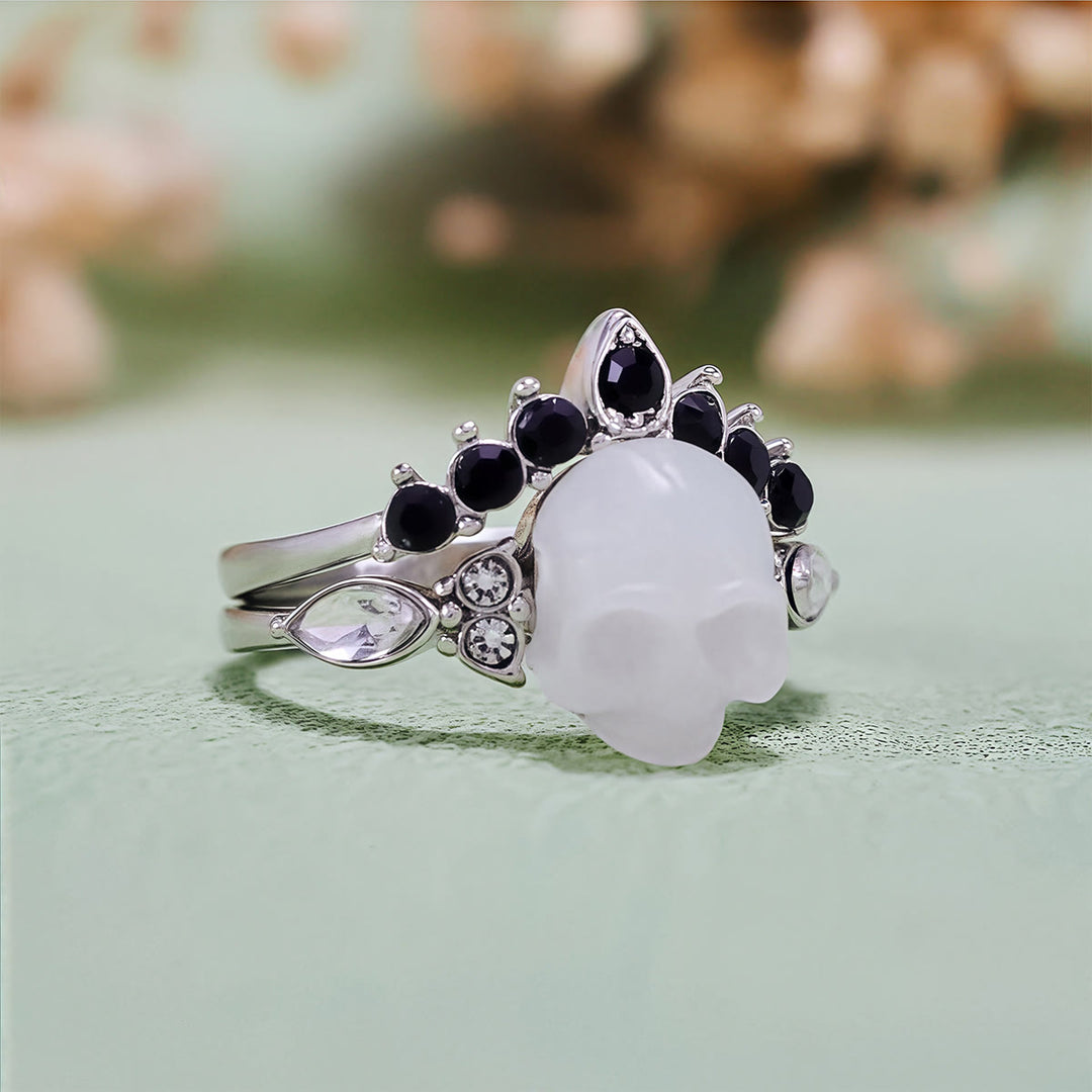 Olivenorma Gothic Resin skull and Moissanite Crown Ring Set - image 15