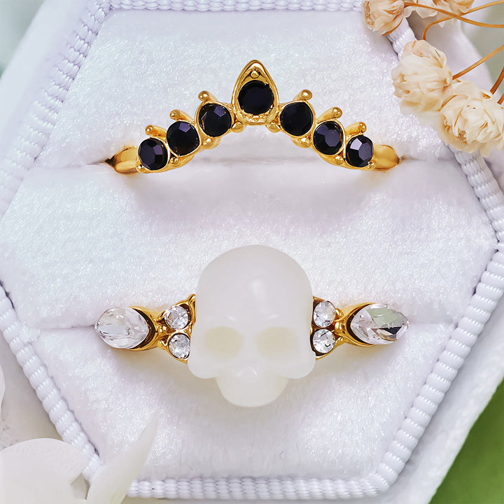 Olivenorma Gothic Resin skull and Moissanite Crown Ring Set - image 8