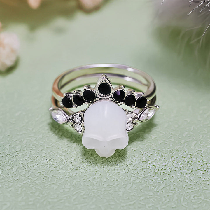 Olivenorma Gothic Resin skull and Moissanite Crown Ring Set - image 14