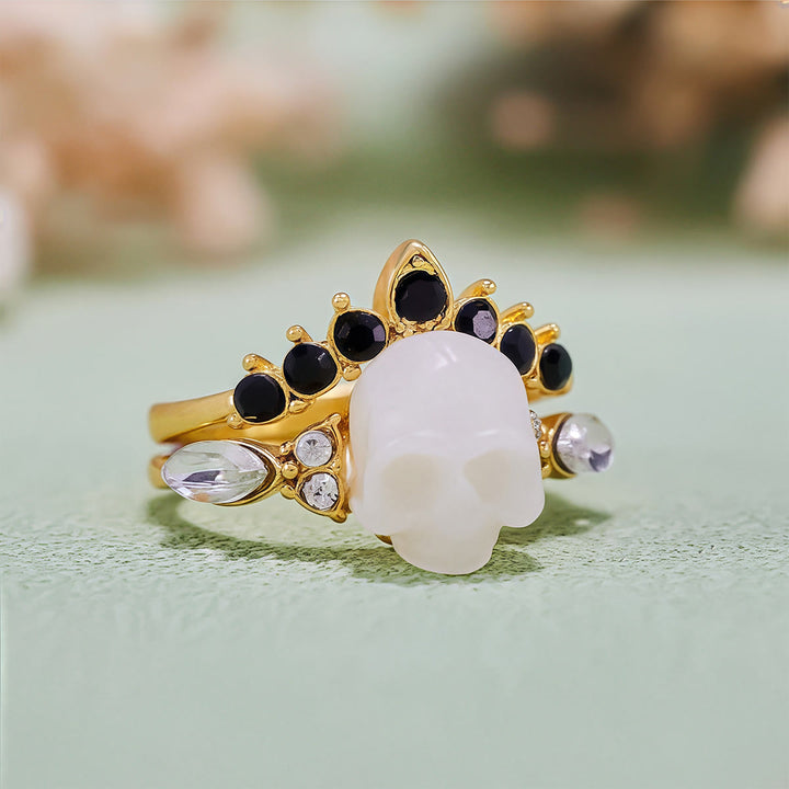 Olivenorma Gothic Resin skull and Moissanite Crown Ring Set - image 6