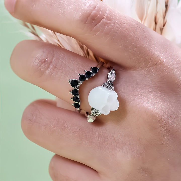 Olivenorma Gothic Resin skull and Moissanite Crown Ring Set - image 11