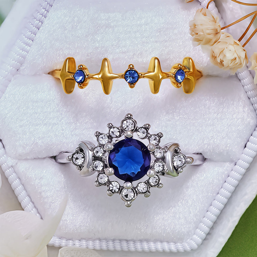 Olivenorma Moon Star Celestial Radiance Crystal Ring Set - image 7