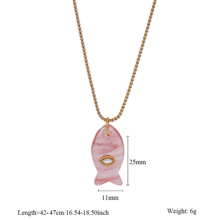 Olivenorma Natural Stone Cut Fish Shape Pendant Necklace - Red Smelting Quartz - image 9