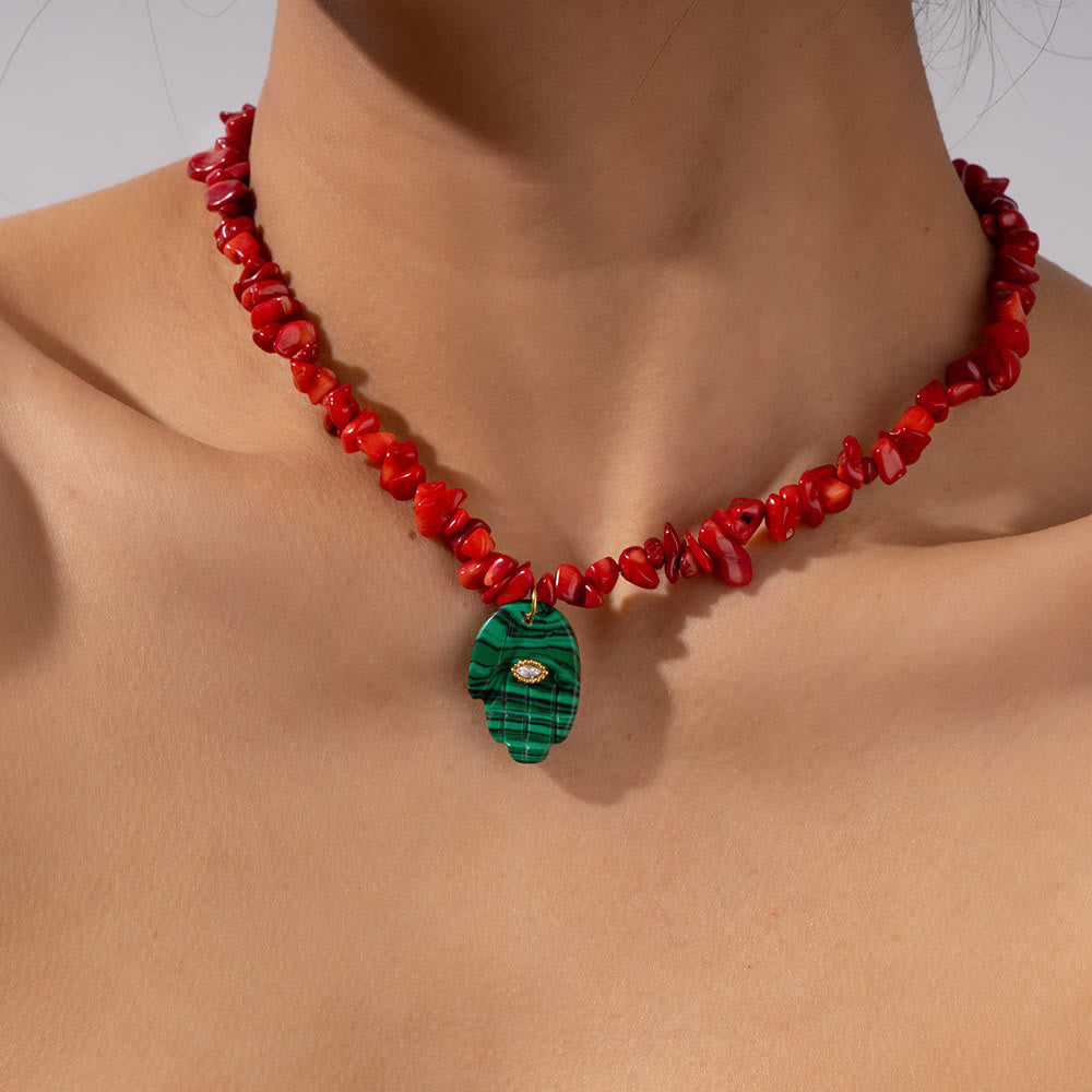 Olivenorma Irregular Crystal Bead Hamsa Pendant Necklace - image 15