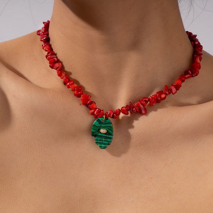 Olivenorma Irregular Crystal Bead Hamsa Pendant Necklace - image 15