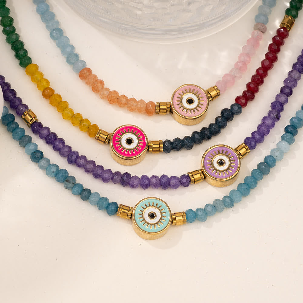 Olivenorma Natural Crystal Beads Evil Eye Pendant Necklace - image 13