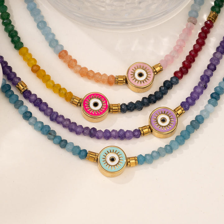 Olivenorma Natural Crystal Beads Evil Eye Pendant Necklace - image 13