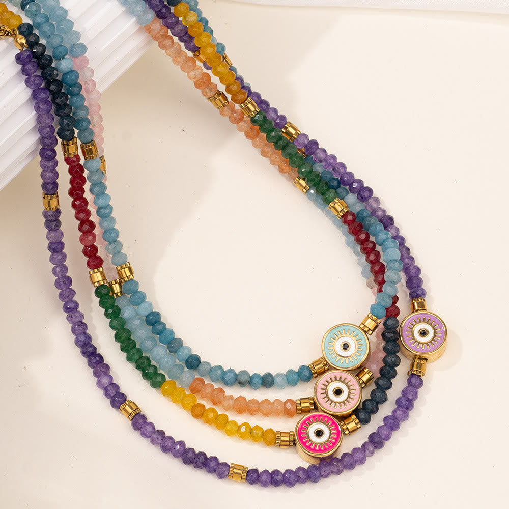 Olivenorma Natural Crystal Beads Evil Eye Pendant Necklace - image 14