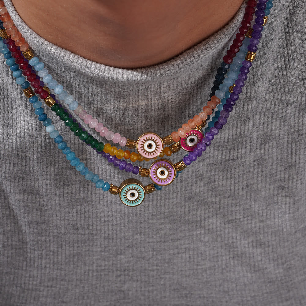 Olivenorma Natural Crystal Beads Evil Eye Pendant Necklace - image 16