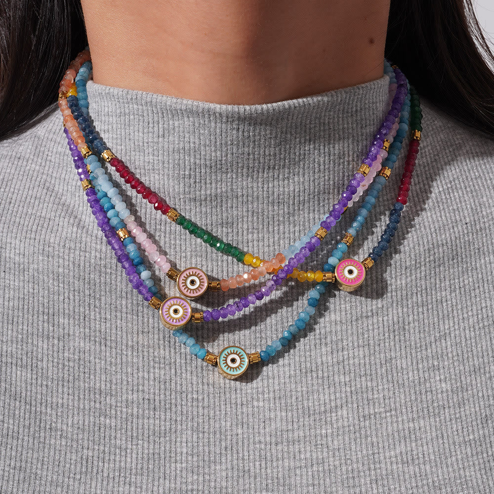 Olivenorma Natural Crystal Beads Evil Eye Pendant Necklace - image 0