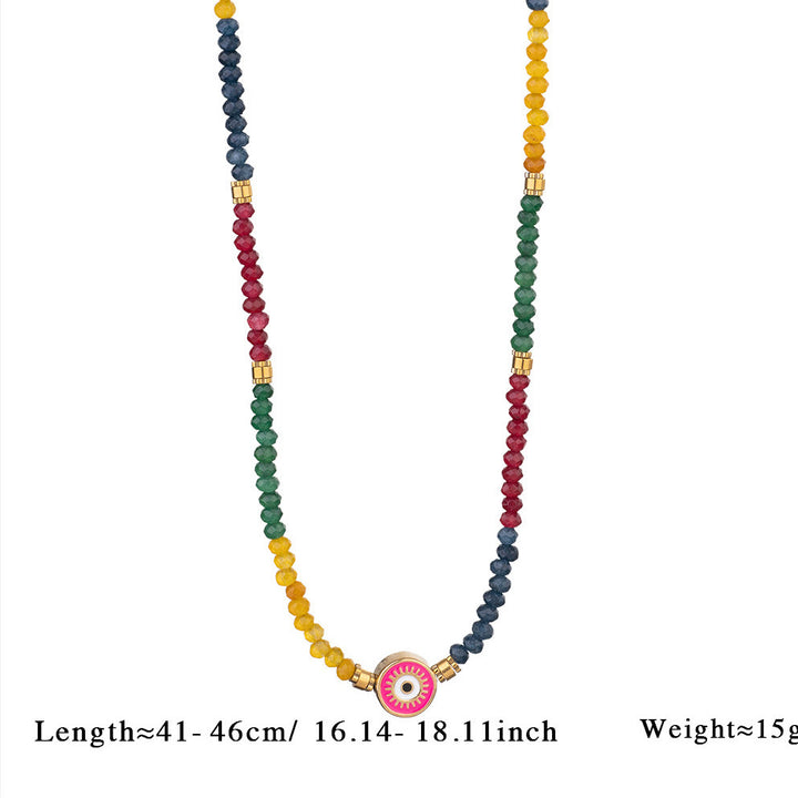 Olivenorma Natural Crystal Beads Evil Eye Pendant Necklace - Citrine & Emerald & Garnet - image 9
