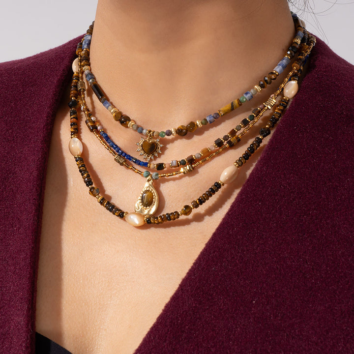 Olivenorma Vintage Natural Tiger Eye Bead Pendant Necklace - image 13
