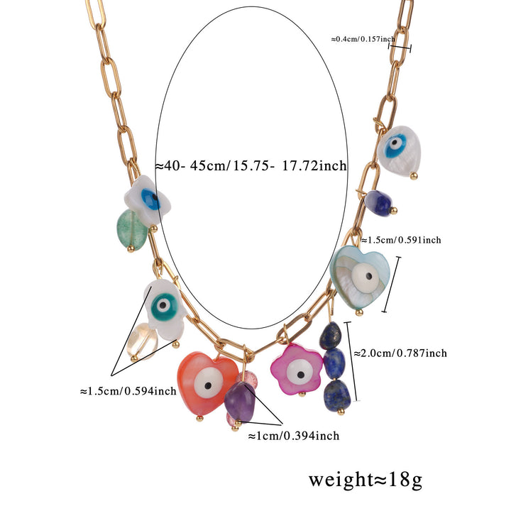 Olivenorma Natural Crystal Shell Beads Evil Eye Necklace - image 5