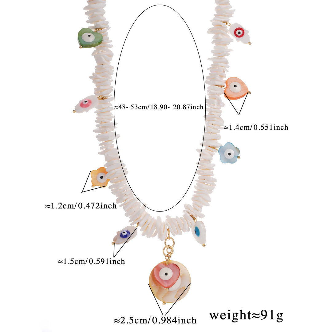 Olivenorma Natural Crystal Shell Beads Evil Eye Necklace - image 3