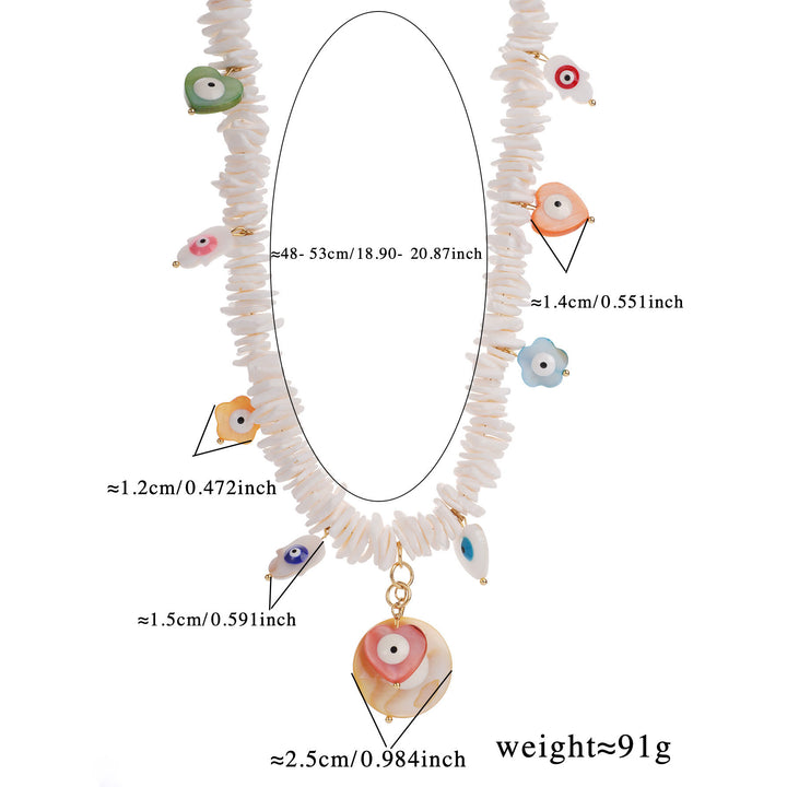 Olivenorma Natural Crystal Shell Beads Evil Eye Necklace - image 3