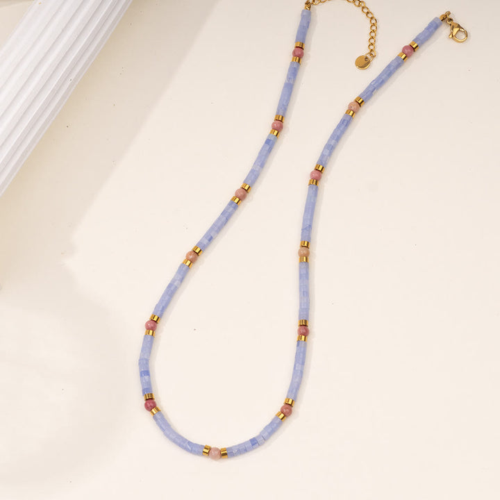 Olivenorma Amazonite Aquamarine Blue Chalcedony Beaded Necklace - Blue Chalcedony - image 7