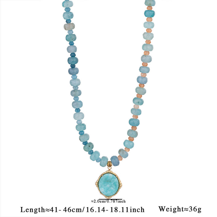 Olivenorma Amazonite Aquamarine Blue Chalcedony Beaded Necklace - image 2