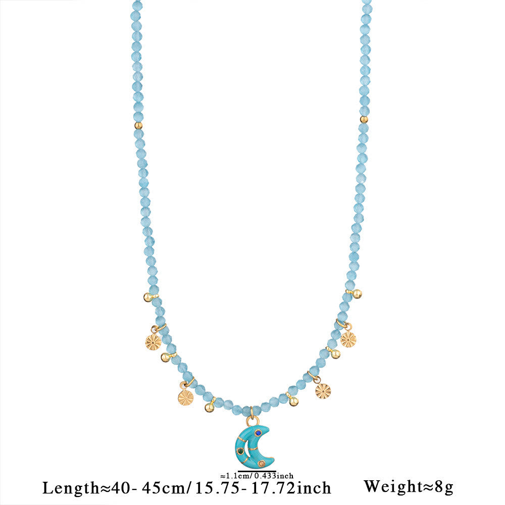 Olivenorma Amazonite Aquamarine Blue Chalcedony Beaded Necklace - image 5