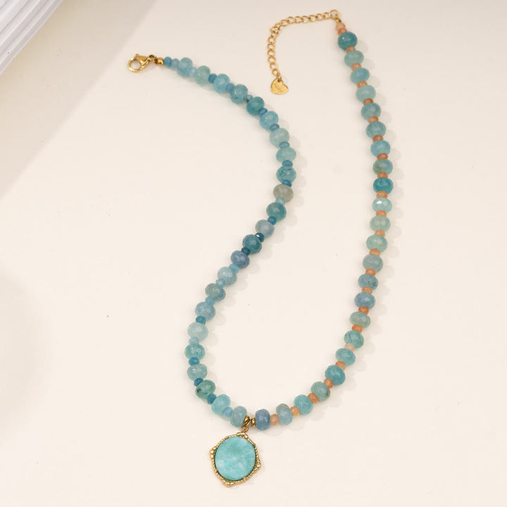 Olivenorma Amazonite Aquamarine Blue Chalcedony Beaded Necklace - Amazonite - image 1