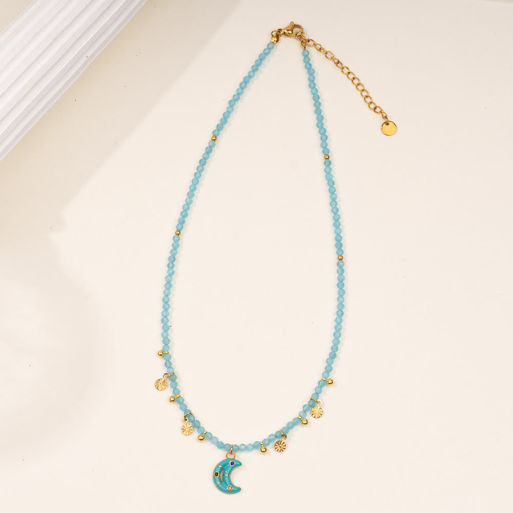 Olivenorma Amazonite Aquamarine Blue Chalcedony Beaded Necklace - Aquamarine - image 4