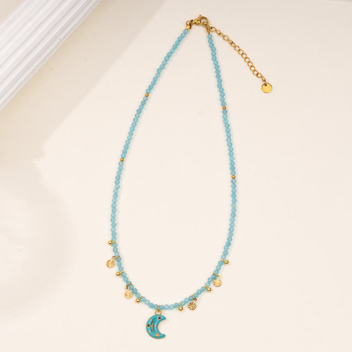 Olivenorma Amazonite Aquamarine Blue Chalcedony Beaded Necklace - Aquamarine - image 4