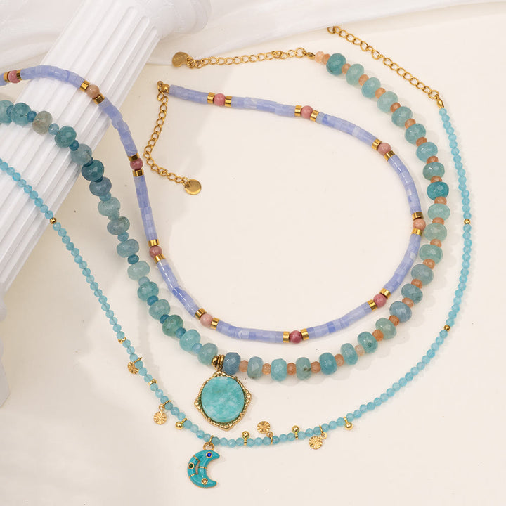Olivenorma Amazonite Aquamarine Blue Chalcedony Beaded Necklace - image 10
