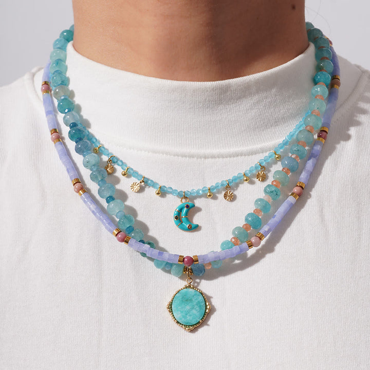 Olivenorma Amazonite Aquamarine Blue Chalcedony Beaded Necklace - image 0