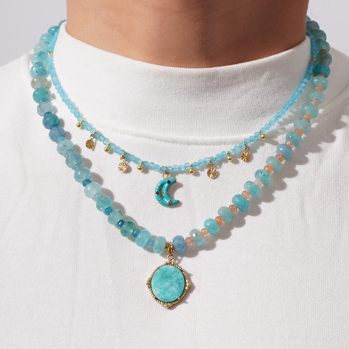 Olivenorma Amazonite Aquamarine Blue Chalcedony Beaded Necklace - image 11