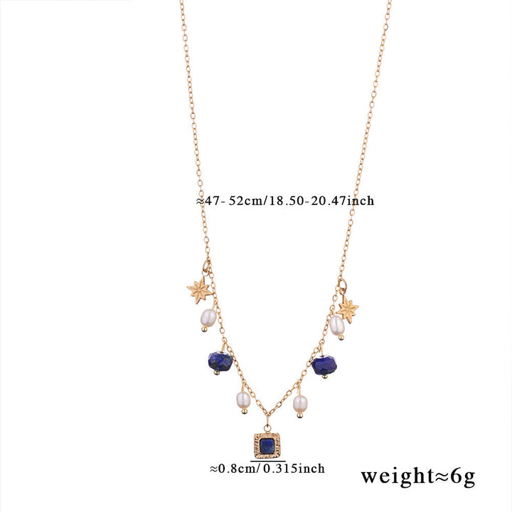 Olivenorma Freshwater Pearl Lapis Lazuli Beads Necklace - Lapis Lazuli & Freshwater Pearl - image 1