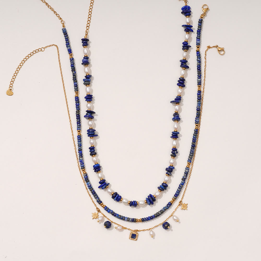 Olivenorma Freshwater Pearl Lapis Lazuli Beads Necklace - image 5