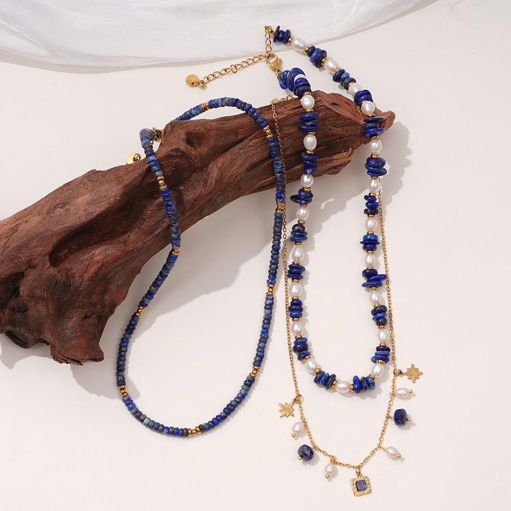 Olivenorma Freshwater Pearl Lapis Lazuli Beads Necklace - image 6