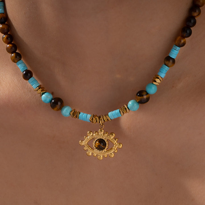 Olivenorma Amethyst Tiger Eye Beads Evil Eyenecklace - image 11