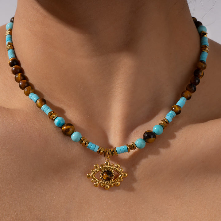 Olivenorma Amethyst Tiger Eye Beads Evil Eyenecklace - Tiger Eye & Turquoise - image 9