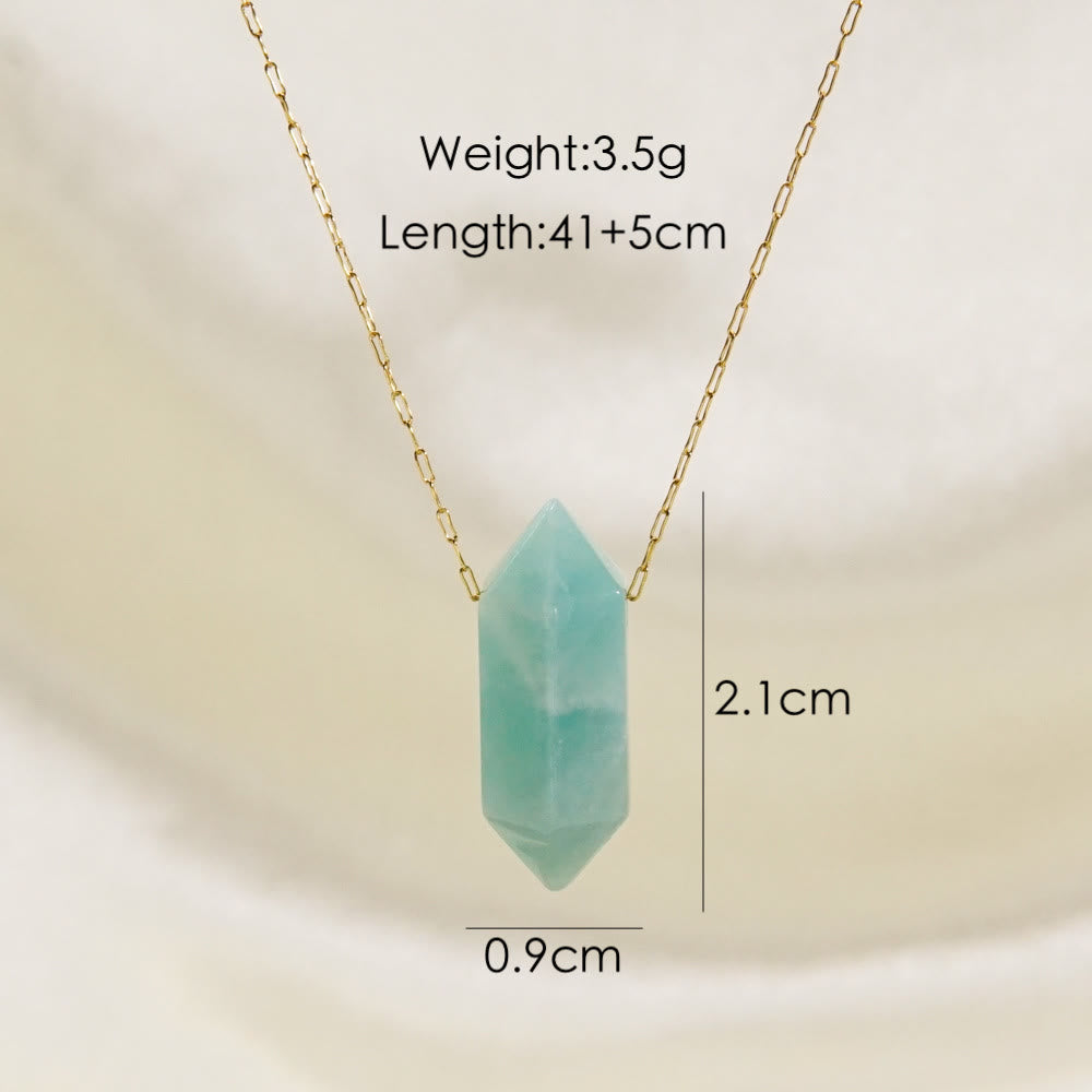 Olivenorma Crystal Double Point Pendant Titanium Steel Necklace - Amazonite - image 1