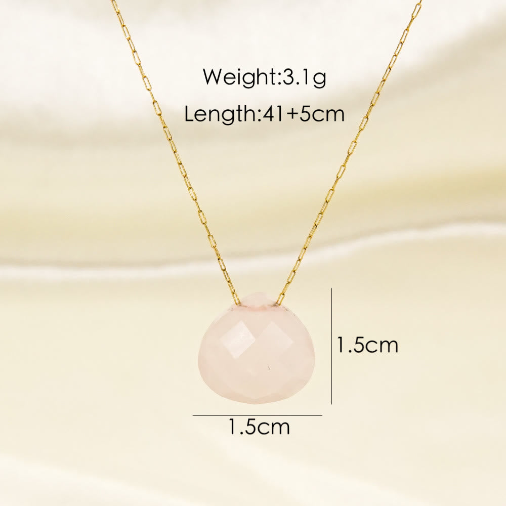 Olivenorma Natural Crystal Faceted Water Drop Pendant Necklace - Rose Quartz - image 9
