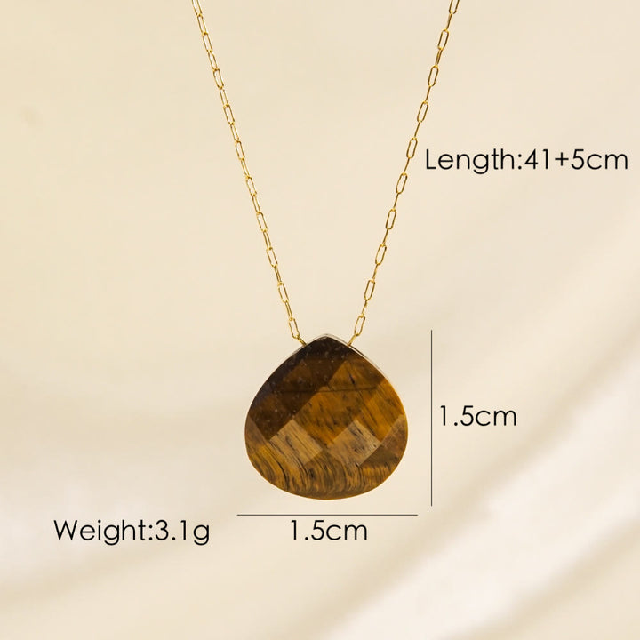 Olivenorma Natural Crystal Faceted Water Drop Pendant Necklace - Tiger Eye - image 11