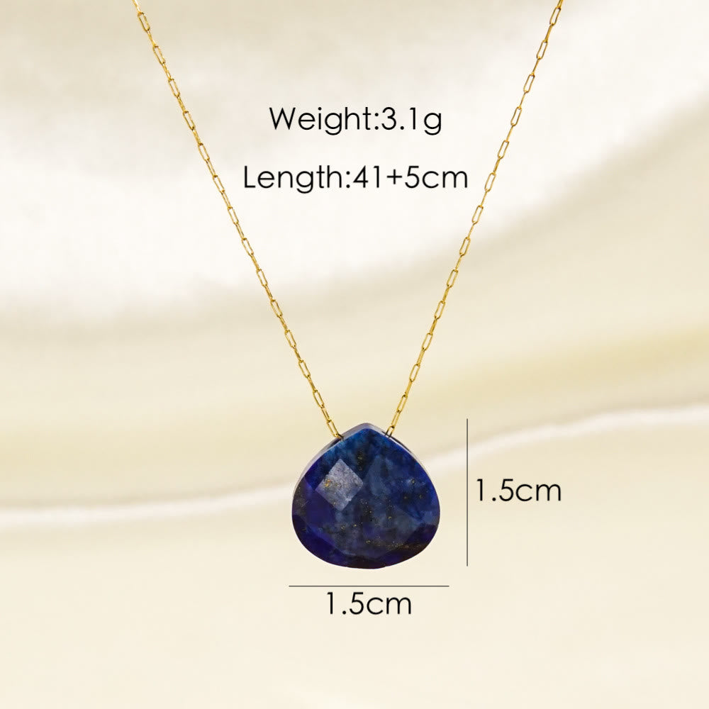 Olivenorma Natural Crystal Faceted Water Drop Pendant Necklace - Lapis Lazuli - image 5