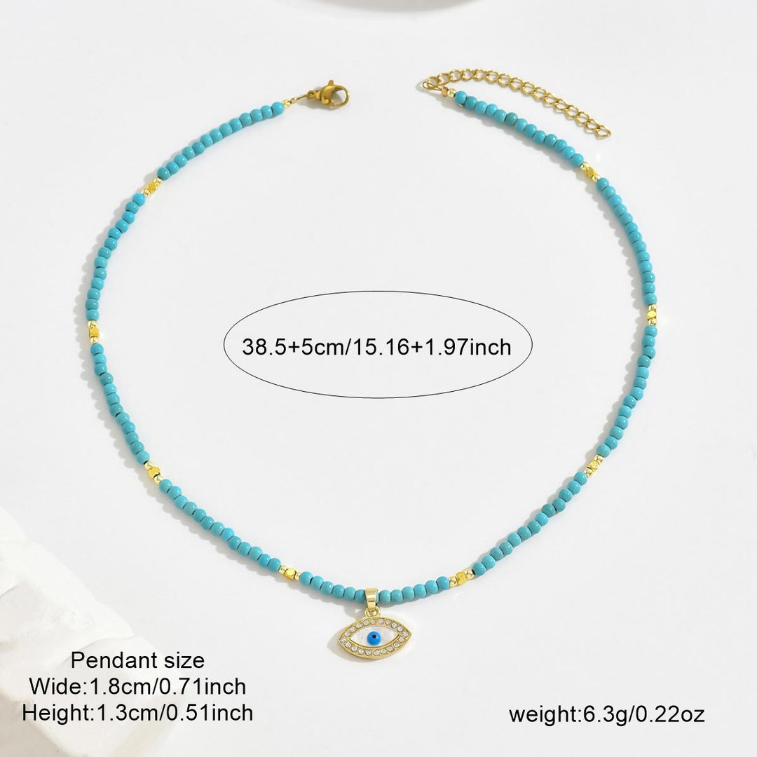 Olivenorma Natural Crystal Beads Sun Evil Eye Pendant Necklace - image 8
