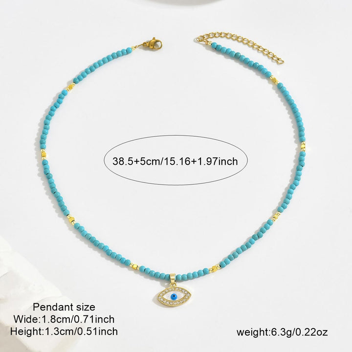 Olivenorma Natural Crystal Beads Sun Evil Eye Pendant Necklace - image 8