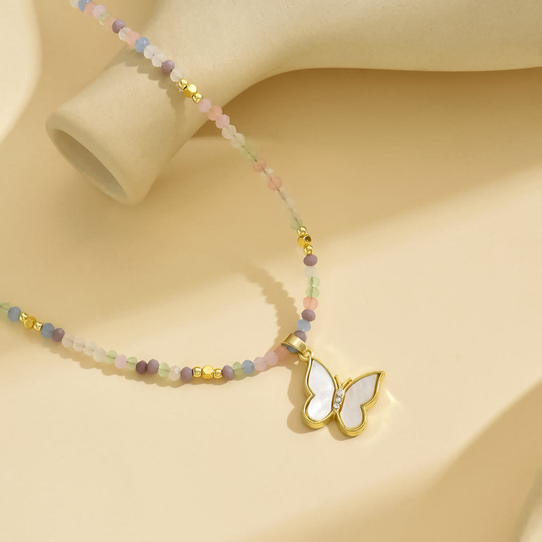 Olivenorma Natural Crystal Beads Sun Evil Eye Pendant Necklace - image 17