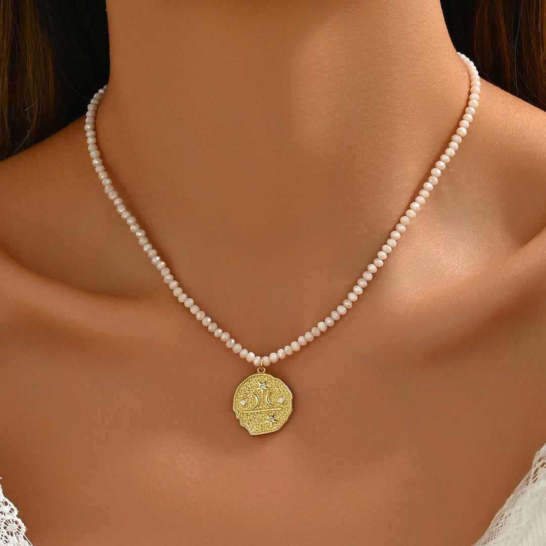 Olivenorma Natural Crystal Beads Sun Evil Eye Pendant Necklace - Freshwater Pearl - image 20