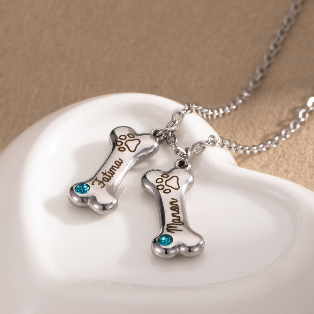 Olivenorma Custom Stainless Steel Dog Bone Birthstone Necklace - image 4
