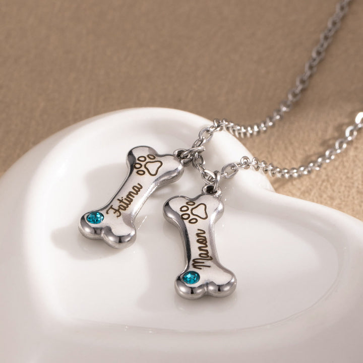 Olivenorma Custom Stainless Steel Dog Bone Birthstone Necklace - image 4